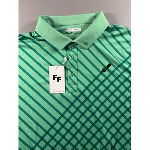 Fore Fathers Polo Shirt Mens XXL Green Diagonal Plaid Performance Golf Shirt NWT